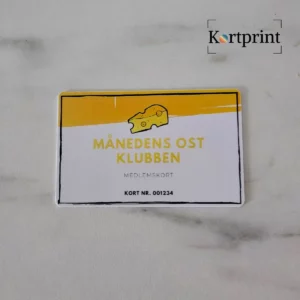 Eksempel på medlemskort med fargetrykk for medlemsklubb og lojalitetsprogram