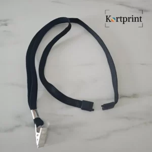 Sort 10mm lanyard med sikkerhetslås og solid klype i metall for ID-kort